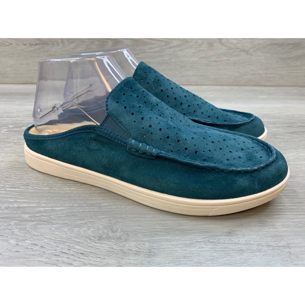 Spenco Siesta Slide Teal Blue Suede Mules Women's 8 Orthotic Slip On Shoes